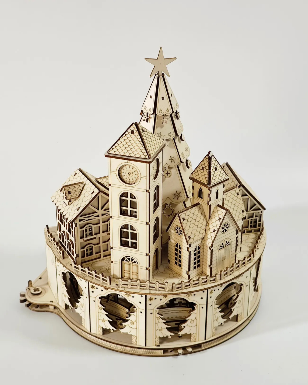 Pueblo navideño en madera